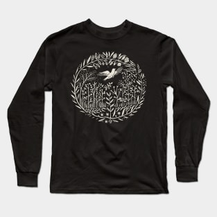 Lino Cut Bird Long Sleeve T-Shirt